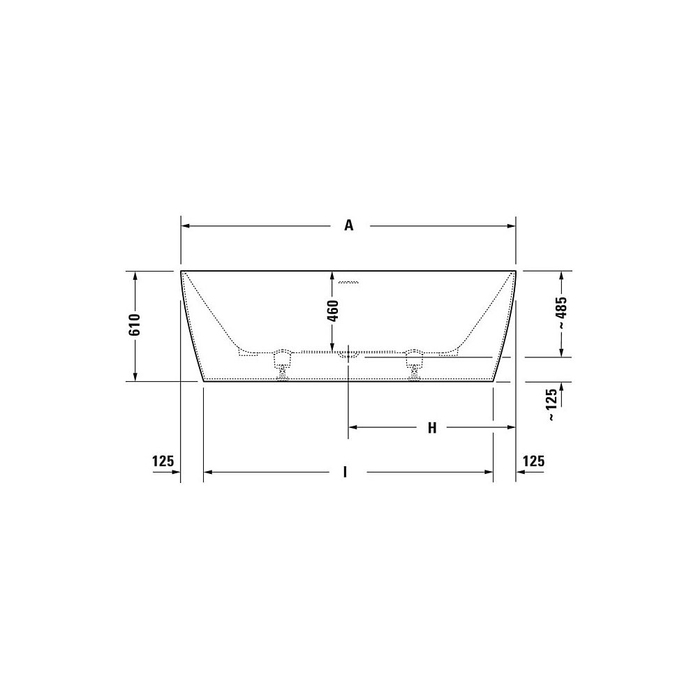 Duravit DuraSquare Badewanne 485x850x1850mm, 250l, Mattweiß, Rechteckig, Frei... DURAVIT-700430000000000 4053424179940 (Abb. 30)