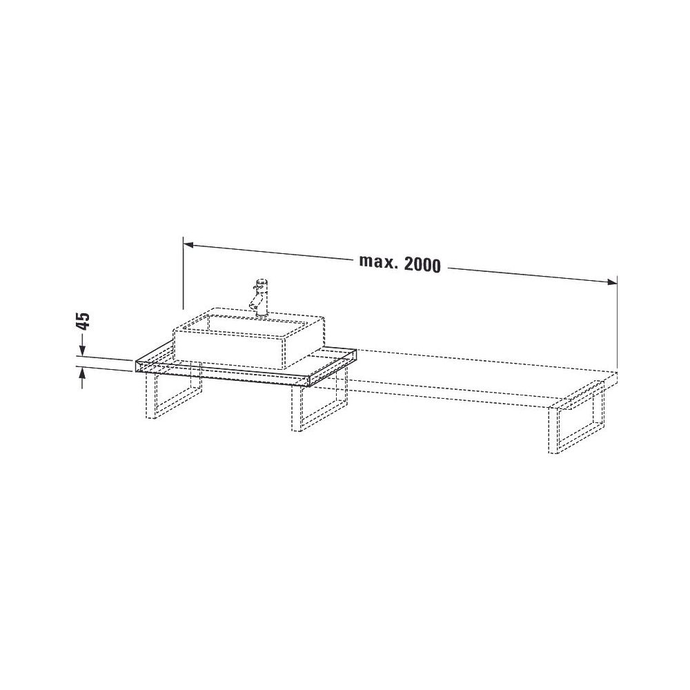 Duravit DuraStyle Konsole variabel 550x800-2000x45mm, wandhäng., Mattweiß, ohne Ko... DURAVIT-DS103C01818 4053424920603 (Abb. 2)