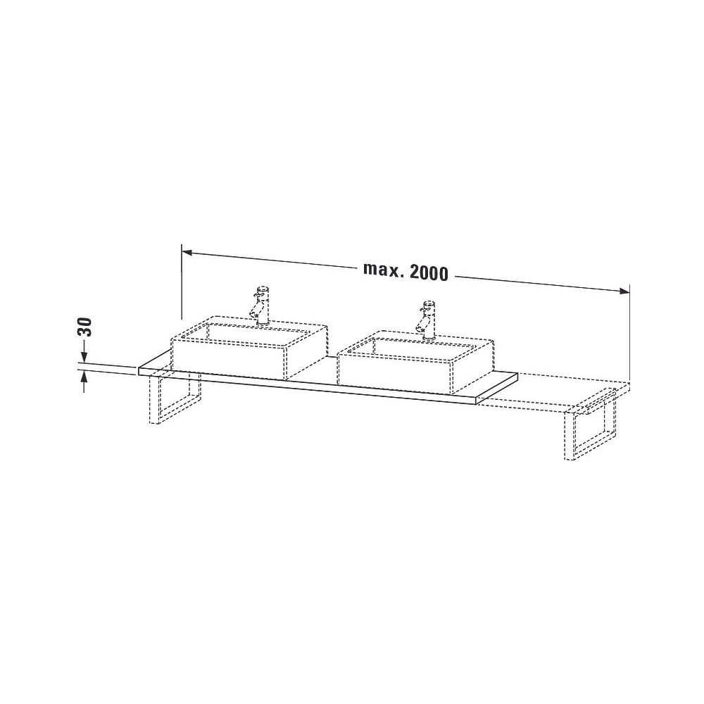 Duravit DuraStyle Konsole variabel 480x800-2000x30mm, wandhäng., Compact Natur Eic... DURAVIT-DS105C03030 4063382154804 (Abb. 2)