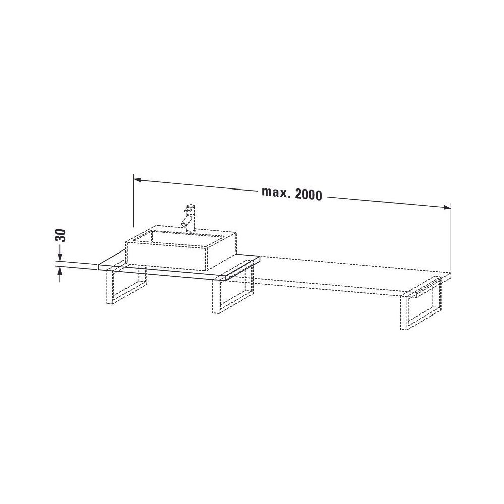 Duravit DuraStyle Konsole variabel 550x800-2000x30mm, wandhäng., Betongrau Matt, o... DURAVIT-DS106C00707 4053424920733 (Abb. 2)