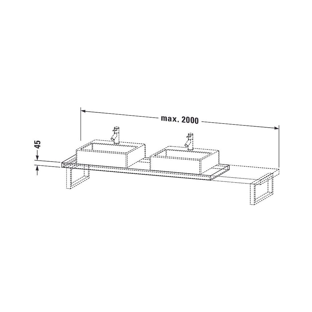Duravit L-Cube Konsole variabel 480x800-2000x45mm, Compact Eiche Mattschwarz, ohne... DURAVIT-LC101C01616 4063382091765 (Abb. 2)