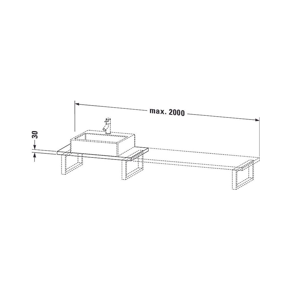 Duravit L-Cube Konsole variabel 480x800-2000x30mm, Compact Betongrau Matt, ohne Ko... DURAVIT-LC104C00707 4053424923901 (Abb. 2)