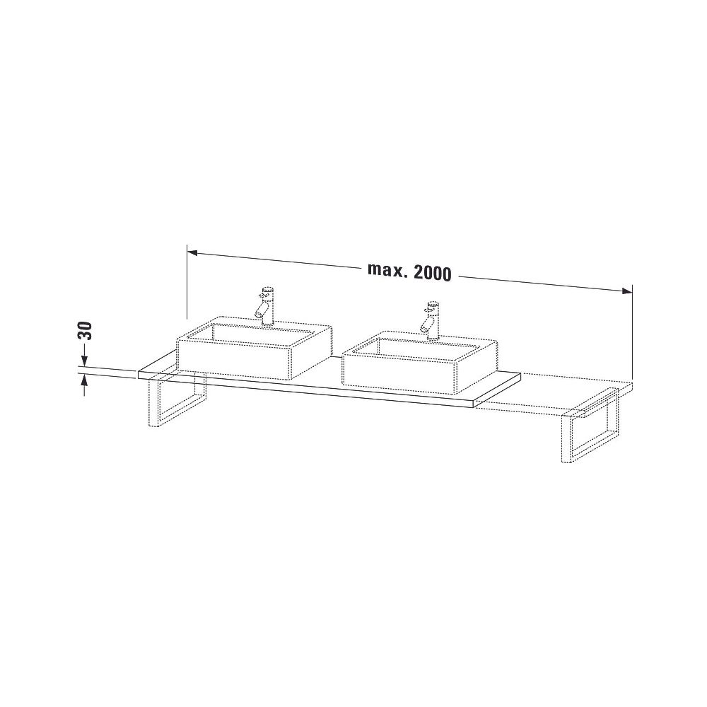Duravit L-Cube Konsole variabel 550x800-2000x30mm wandhäng., Nusb.dunkel Matt, ohn... DURAVIT-LC107C02121 4053424981451 (Abb. 2)