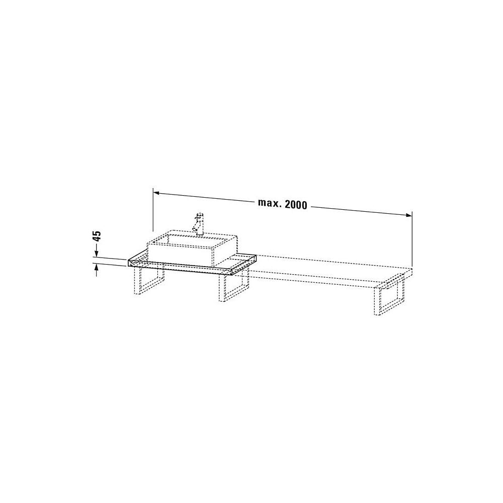 Duravit DuraStyle Konsole variabel 480x800-2000x45mm, wandhäng., Compact Mattweiß,... DURAVIT-DS100C01818 4053424919782 (Abb. 3)