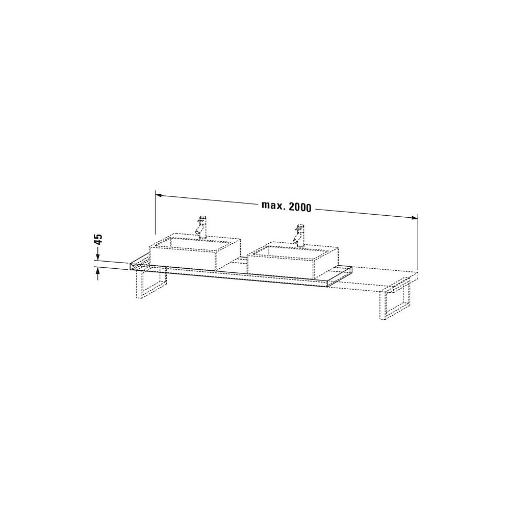 Duravit L-Cube Konsole variabel 480x800-2000x45mm, Compact Eiche Mattschwarz, ohne... DURAVIT-LC101C01616 4063382091765 (Abb. 3)