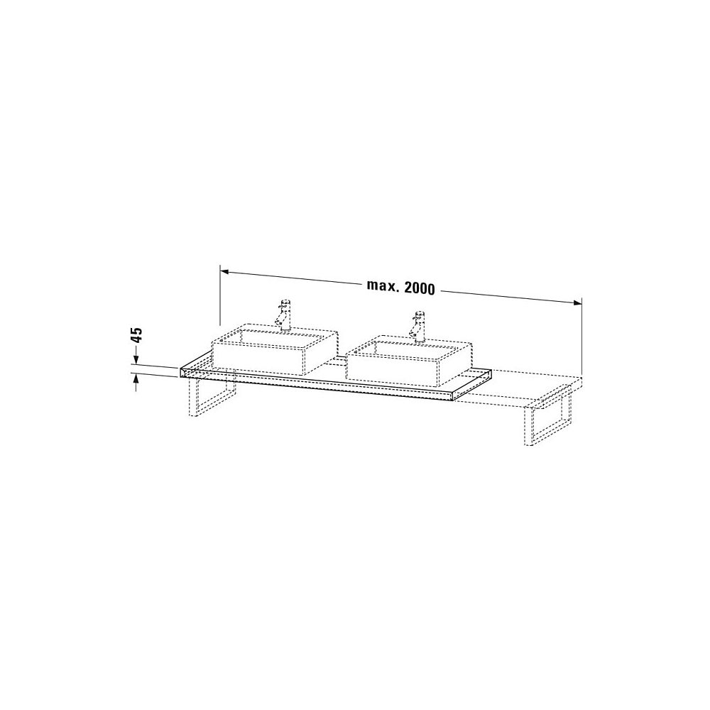 Duravit L-Cube Konsole variabel 550x800-2000x45mm, 1 Ausschnitt/Waschplatz, Eiche ... DURAVIT-LC102C05555 4067116356410 (Abb. 2)