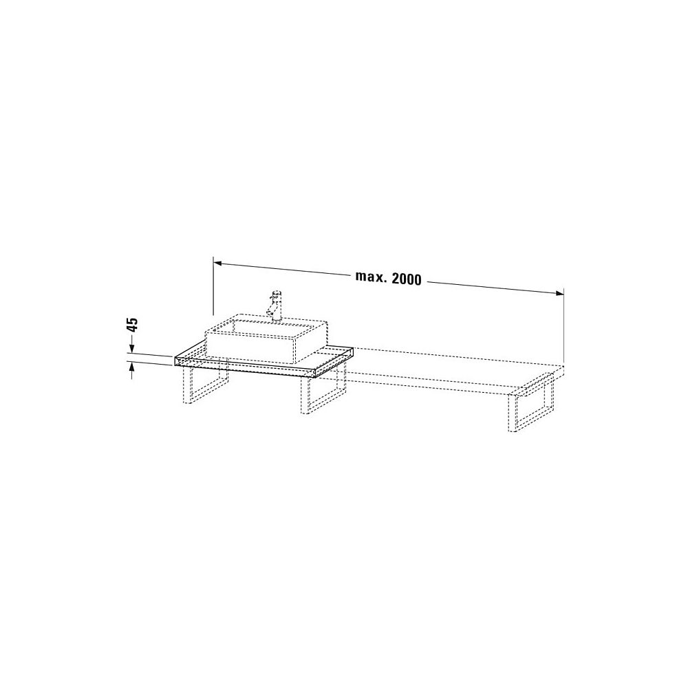 Duravit L-Cube Konsole variabel 550x800-2000x45mm, wandhäng., Weiß SM, ohne Konsol... DURAVIT-LC103C08484 4067116013597 (Abb. 3)