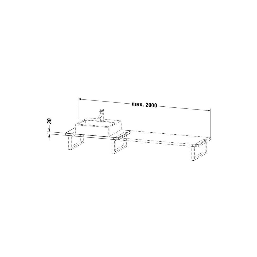 Duravit L-Cube Konsole variabel 480x800-2000x30mm, Compact Betongrau Matt, ohne Ko... DURAVIT-LC104C00707 4053424923901 (Abb. 3)