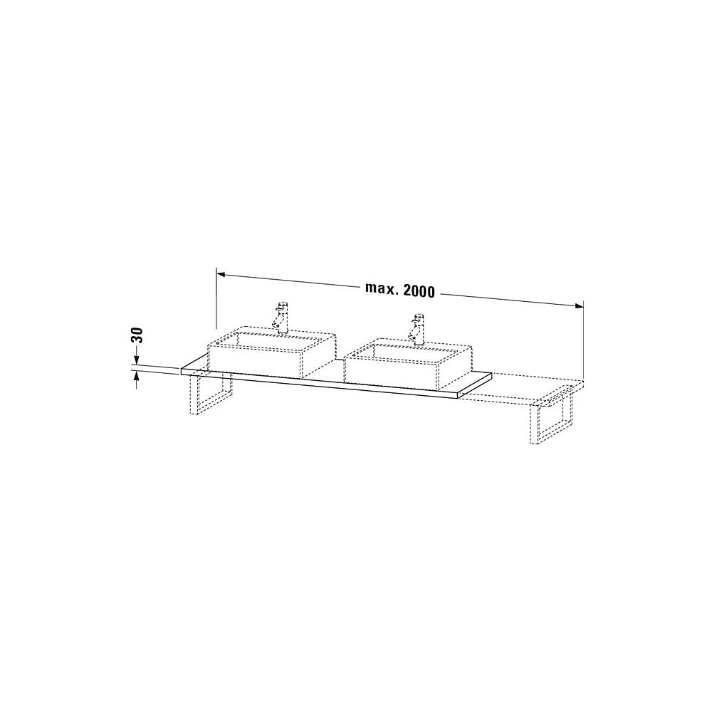 Duravit L-Cube Konsole variabel 480x800-2000x30mm, Compact Eiche Mattschwarz, ohne... DURAVIT-LC105C01616 4063382091802 (Abb. 3)
