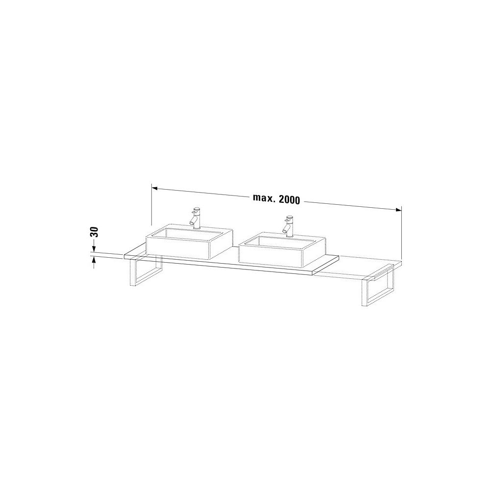 Duravit L-Cube Konsole variabel 550x800-2000x30mm wandhäng., Nusb.dunkel Matt, ohn... DURAVIT-LC107C02121 4053424981451 (Abb. 3)