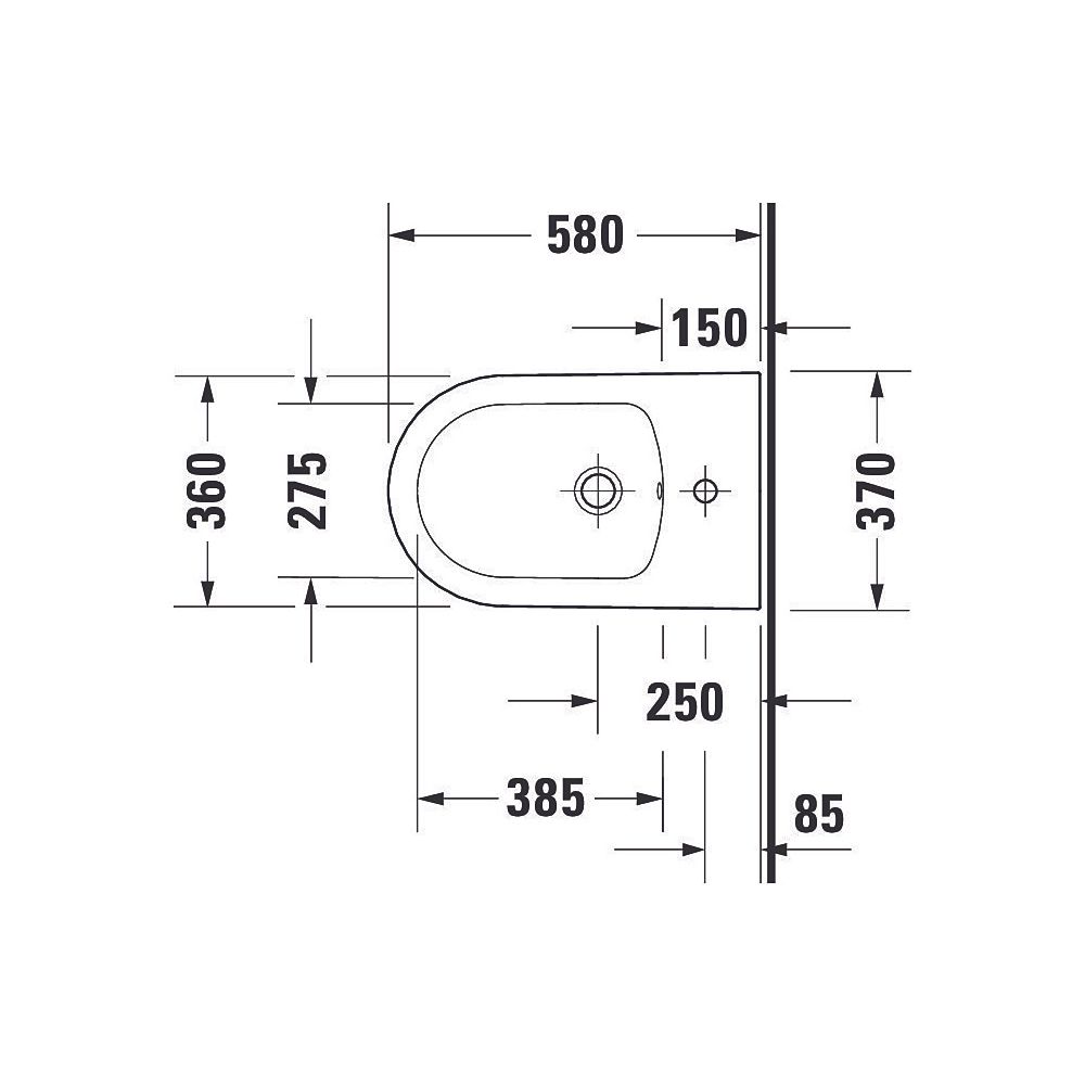Duravit White Tulip Stand Bidet 580x370x420mm, Weiß Hochglanz, 1 HL, mit ÜL, Back ... DURAVIT-2293100000 4063382012562 (Abb. 10)