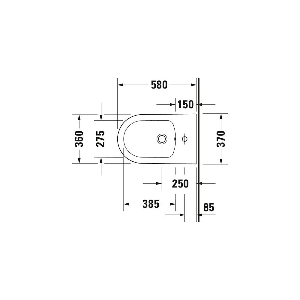 Duravit White Tulip Stand Bidet 580x370x420mm, Weiß Hochglanz, 1 HL, mit ÜL, Back ... DURAVIT-2293100000 4063382012562 (Abb. 12)