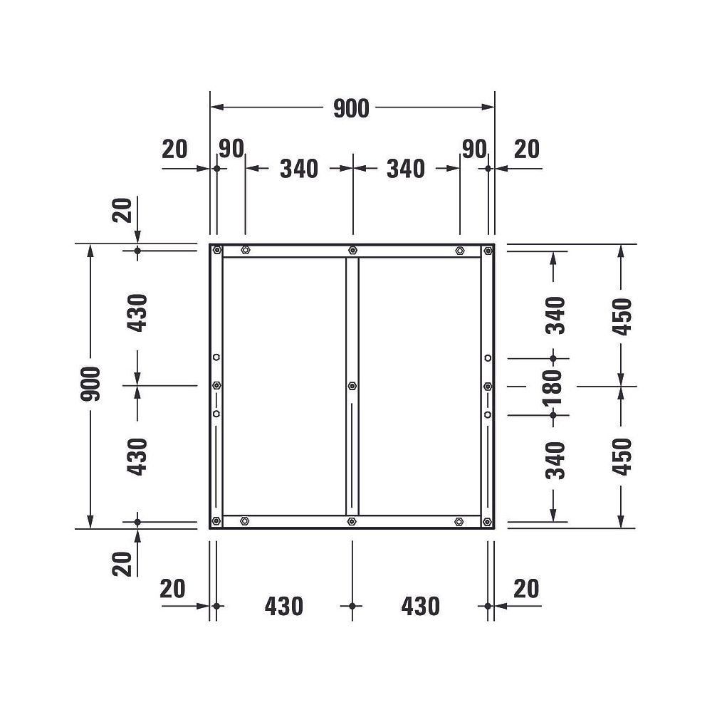Duravit Fußgestell 900x900x85-100mm für Tempano Duschwannen... DURAVIT-791374000000000 4053424893969 (Abb. 4)