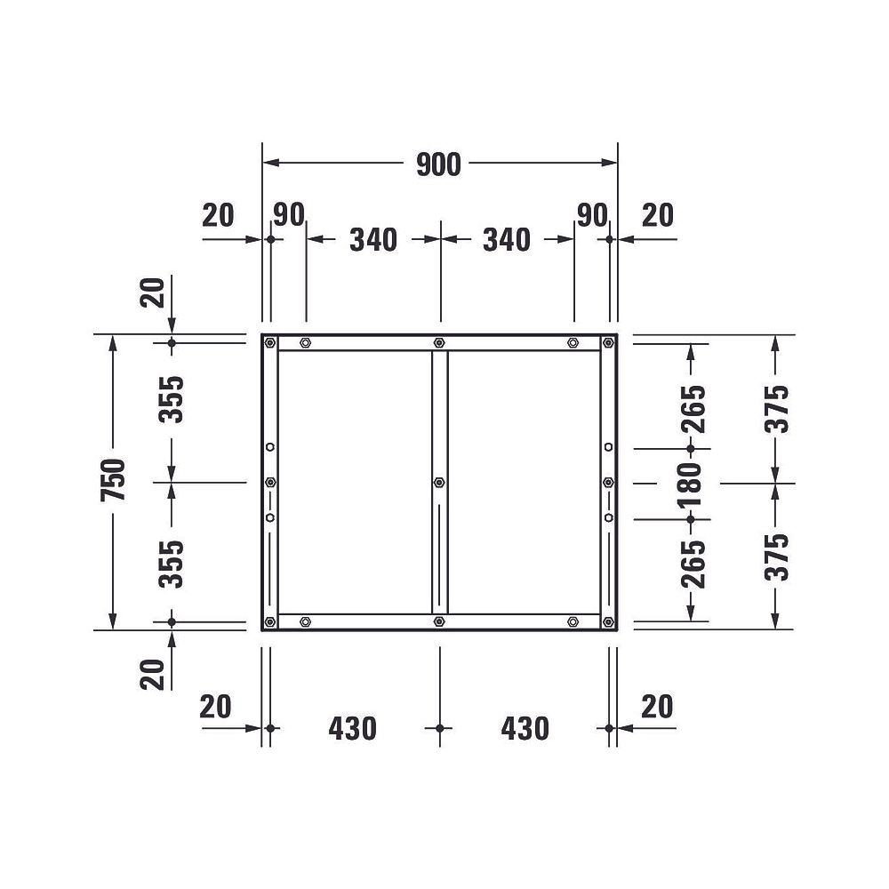 Duravit Fußgestell 750x900x85-100mm für Tempano Duschwannen... DURAVIT-791377000000000 4053424893990 (Abb. 4)