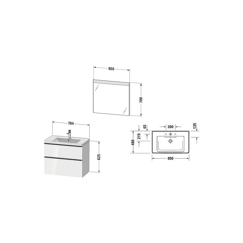 Duravit D-Neo Möbelwaschtisch, Waschtischunterbau, Spiegel eckig 480x800x2000mm, 1... DURAVIT-DE011304949 4063382163134 (Abb. 3)