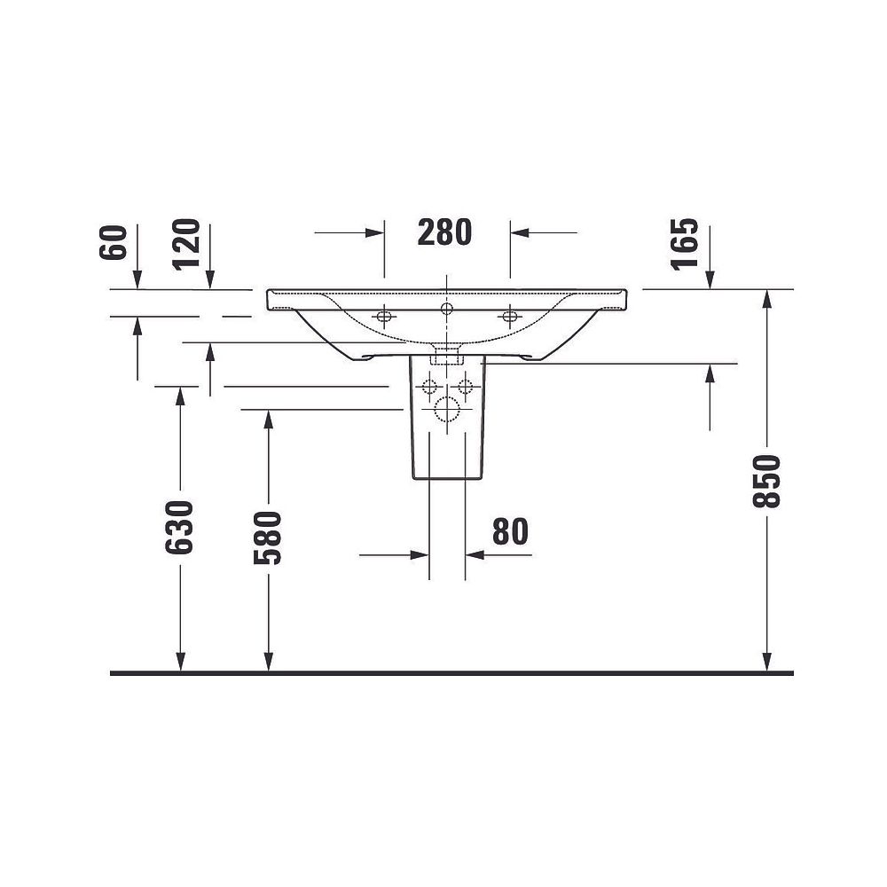 Duravit D-Neo Waschtisch 480x800x165mm, Weiß Hochglanz, Rechteckig, 1 Waschplatz/H... DURAVIT-2367800000 4053424981970 (Abb. 20)