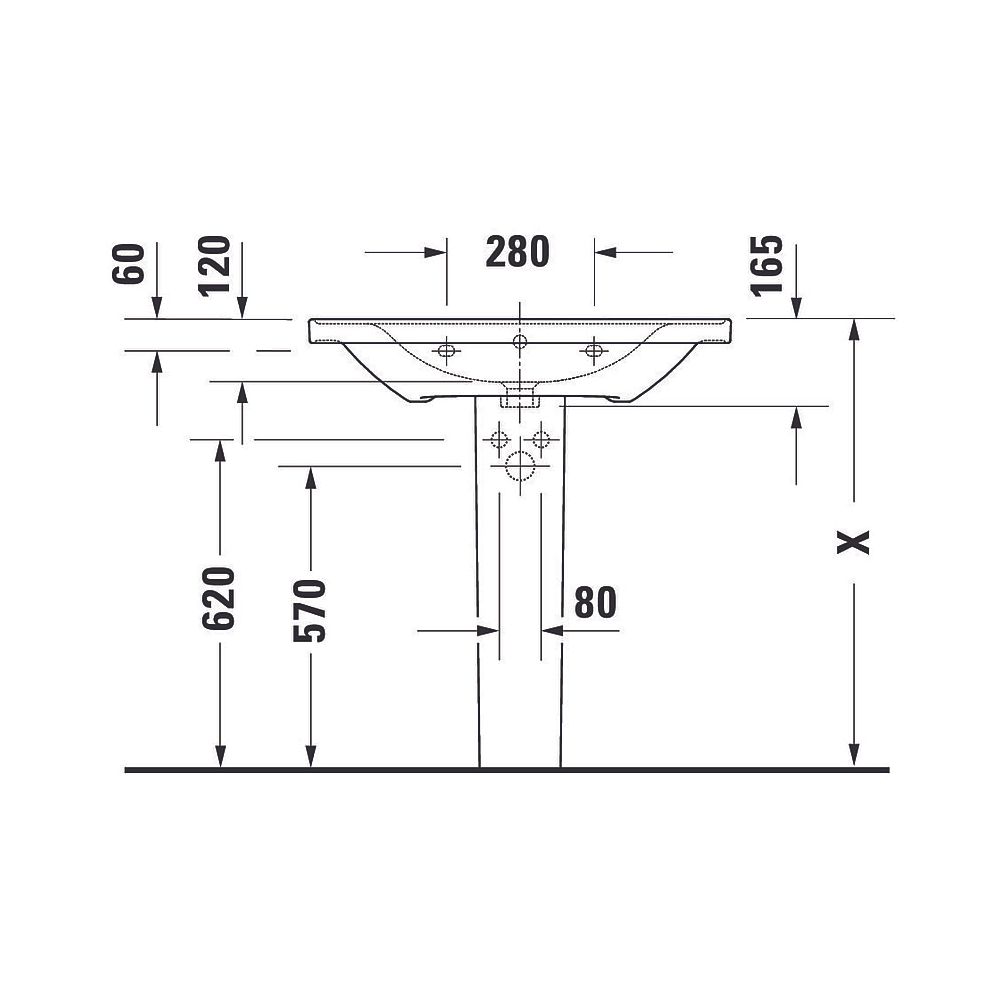Duravit D-Neo Waschtisch 480x800x165mm, Weiß Hochglanz, Rechteckig, 1 Waschplatz/H... DURAVIT-2367800000 4053424981970 (Abb. 21)