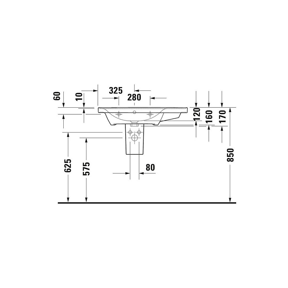 Duravit D-Neo Waschtisch 480x800x165mm, Weiß Hochglanz, Rechteckig, 1 Waschplatz L... DURAVIT-2369800060 4063382016805 (Abb. 12)