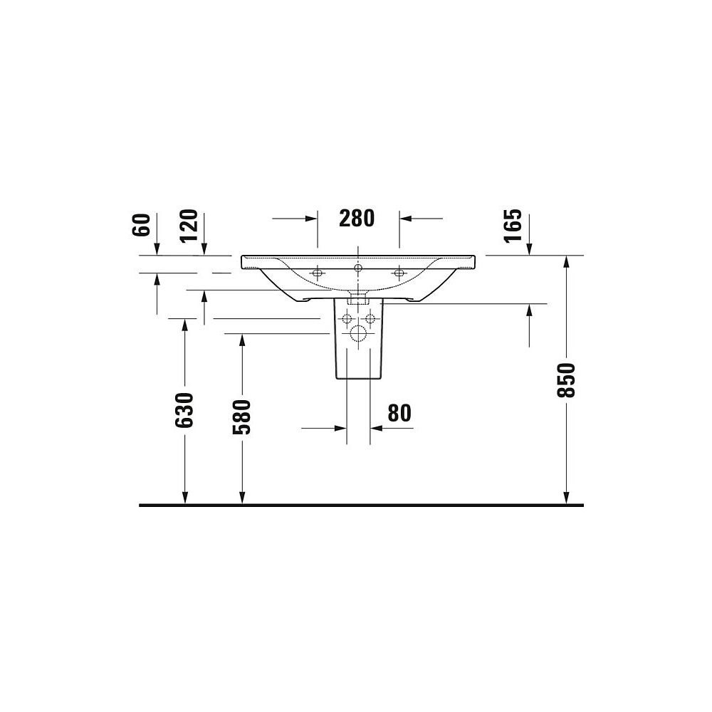 Duravit D-Neo Waschtisch 480x800x165mm, Weiß Hochglanz, Rechteckig, 1 Waschplatz/H... DURAVIT-2367800000 4053424981970 (Abb. 22)