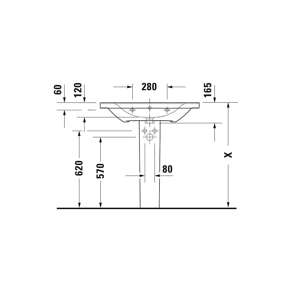 Duravit D-Neo Waschtisch 480x800x165mm, Weiß Hochglanz, Rechteckig, 1 Waschplatz/H... DURAVIT-2367800000 4053424981970 (Abb. 23)