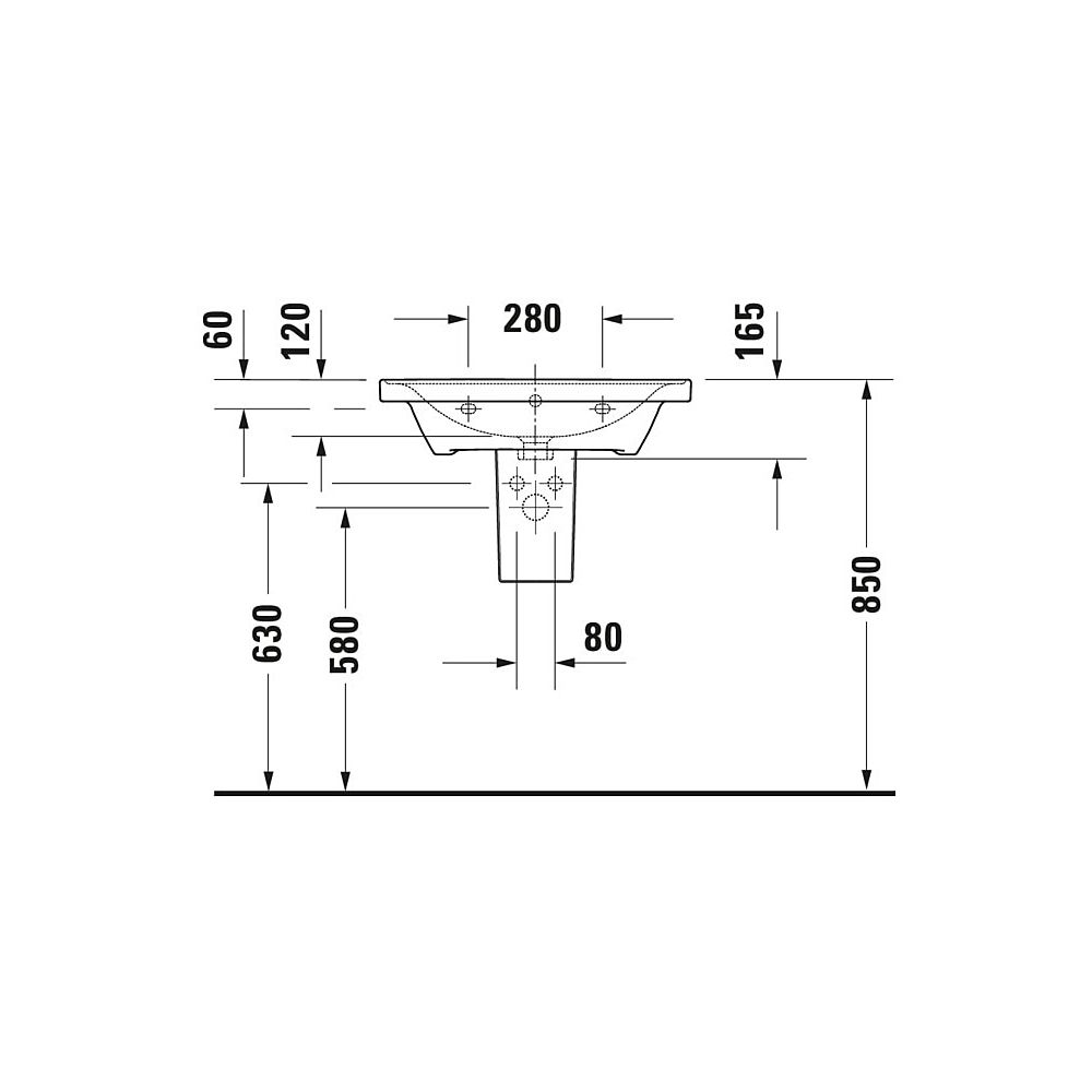 Duravit D-Neo Waschtisch 480x650x160mm, Weiß Hochglanz, Rechteckig, 1 Waschplatz/H... DURAVIT-2367650000 4063382015624 (Abb. 18)