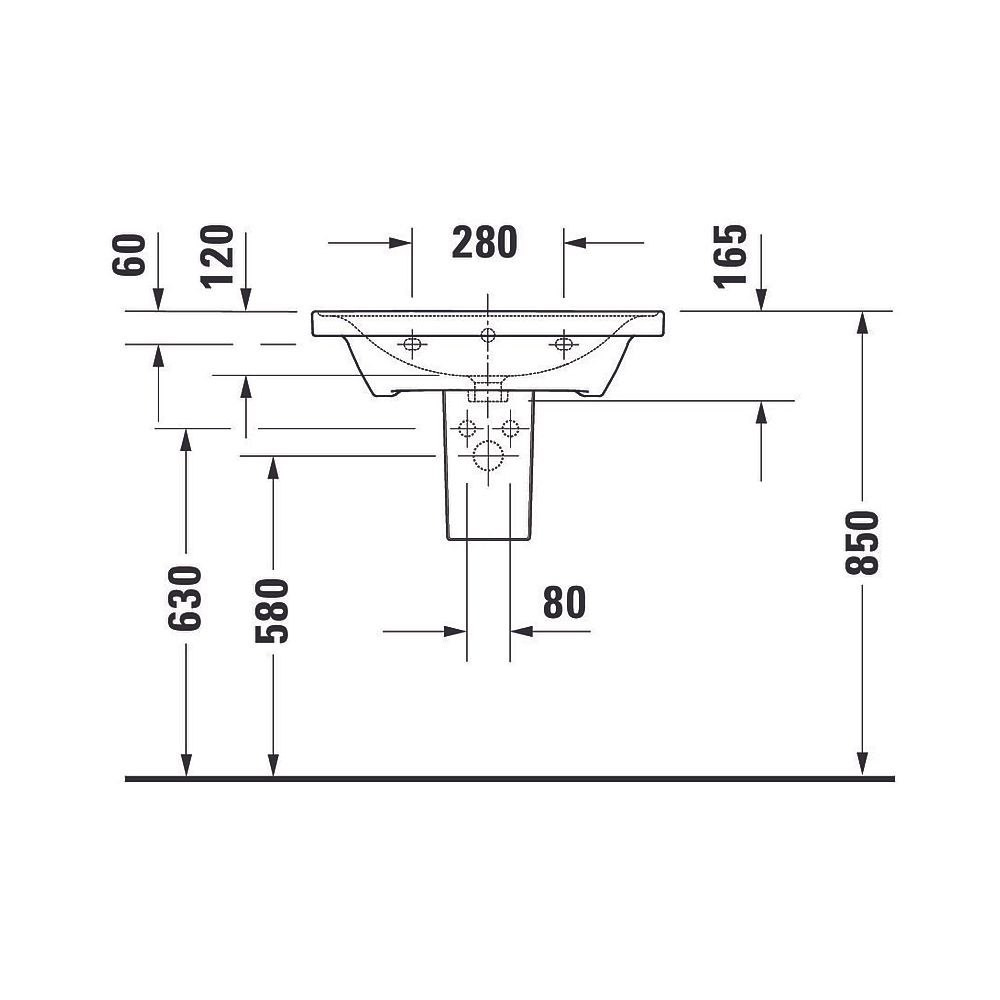 Duravit D-Neo Waschtisch 480x650x160mm, Weiß Hochglanz, Rechteckig, 1 Waschplatz/H... DURAVIT-2367650000 4063382015624 (Abb. 20)