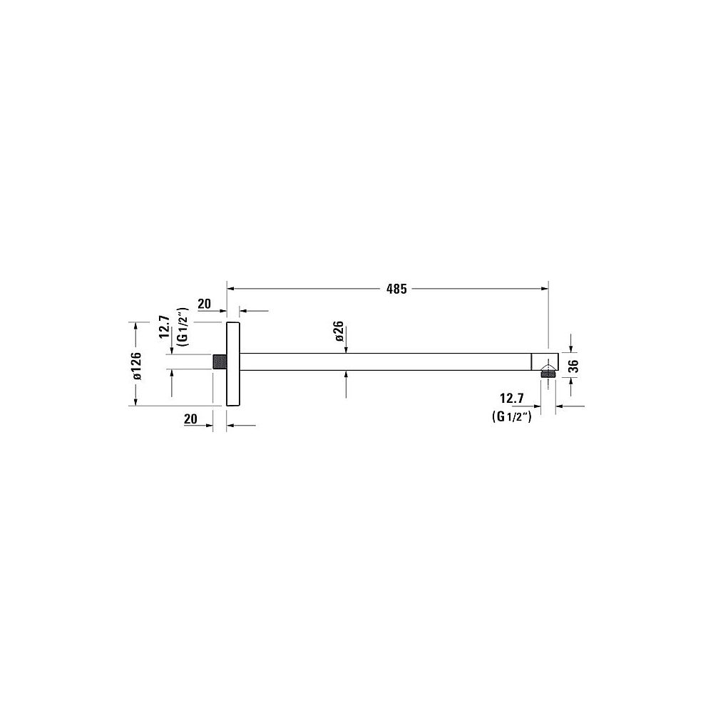 Duravit Brausearm Länge 485mm Wandmontage Rosette rund, Chrom Hochglanz... DURAVIT-UV0670021000 4053424467535 (Abb. 5)