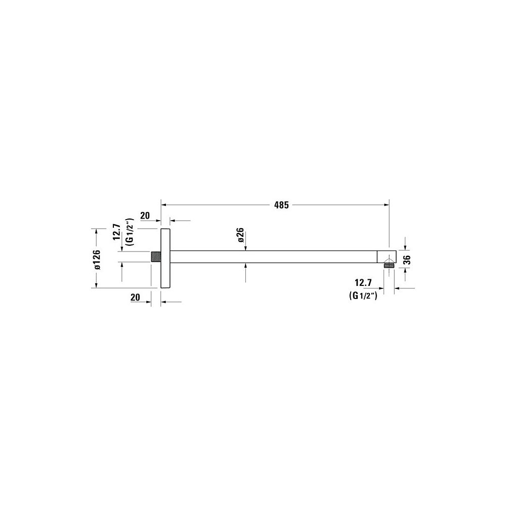 Duravit Brausearm Länge 485mm Wandmontage Rosette rund, Chrom Hochglanz... DURAVIT-UV0670021000 4053424467535 (Abb. 6)