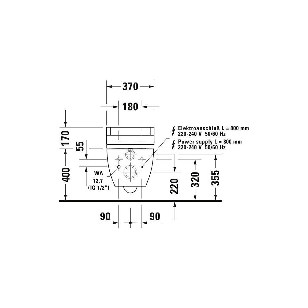 Duravit Happy D.2 Wand-WC 620x365x345mm, Weiß Hochglanz, 4,5l, SensoWash, Tiefspül... DURAVIT-25505900001 4021534930973 (Abb. 4)