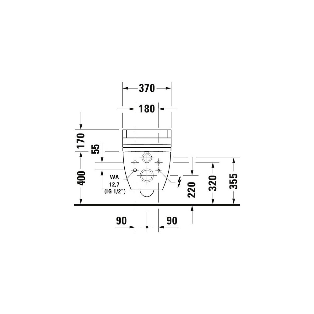 Duravit Happy D.2 Wand-WC 620x365x345mm, Weiß Hochglanz, 4,5l, SensoWash, Tiefspül... DURAVIT-25505900001 4021534930973 (Abb. 5)