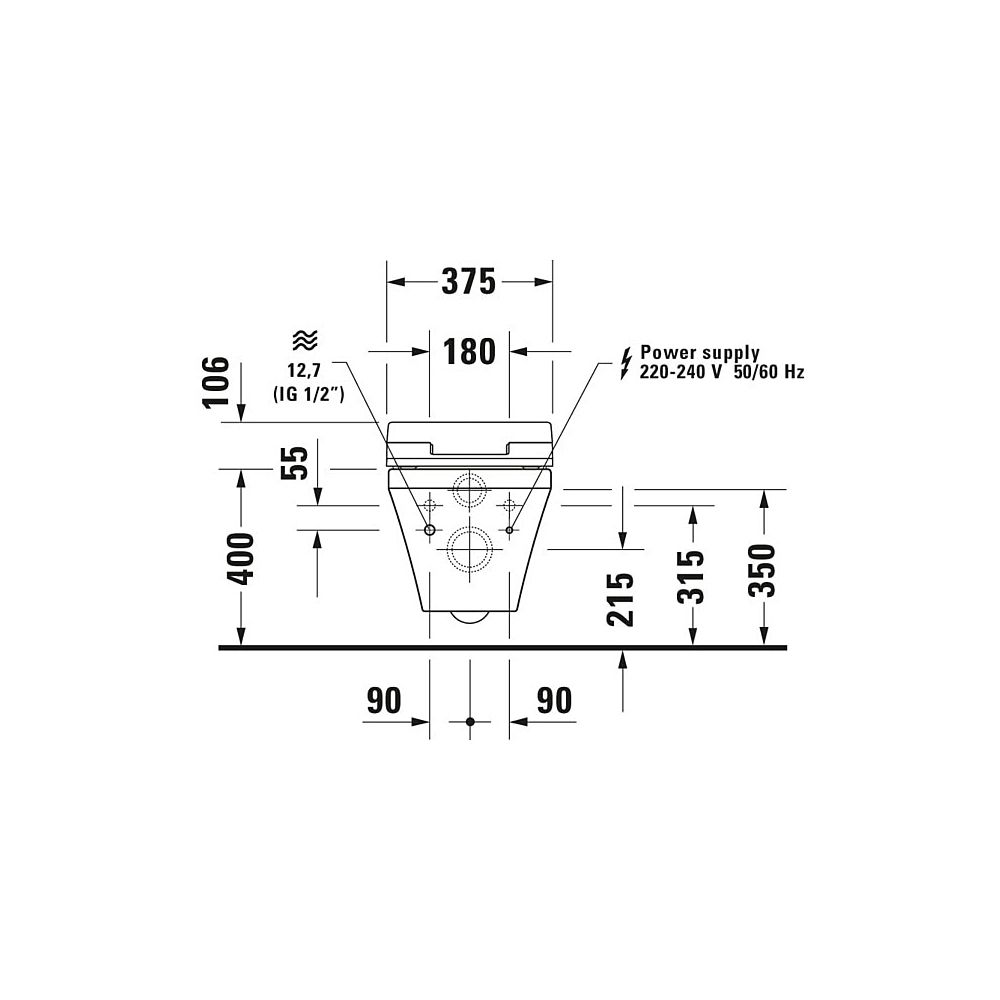 Duravit DuraStyle Wand-WC für Dusch-WC-Sitz 620x376x350mm, Weiß Hochglanz, 4,5l, Ti... DURAVIT-2542590000 4021534924293 (Abb. 5)