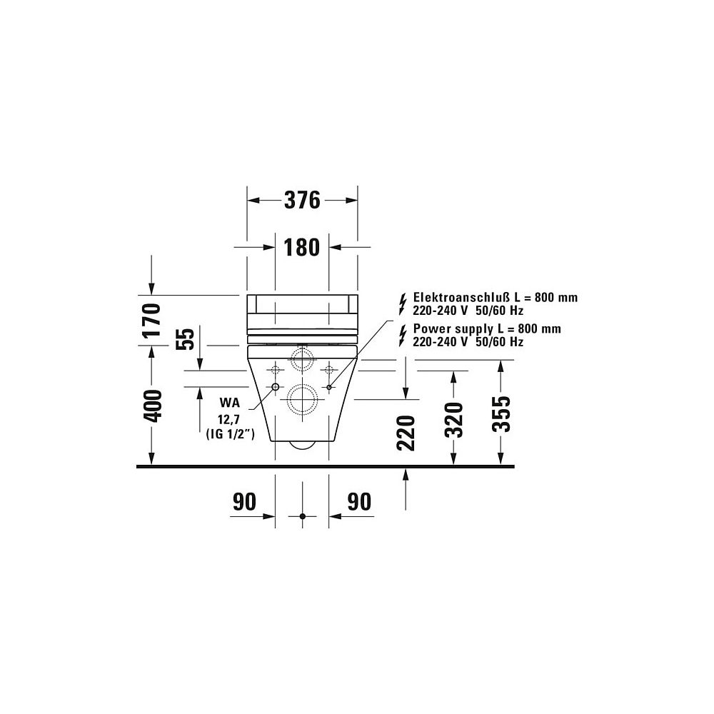 Duravit DuraStyle Wand-WC für Dusch-WC-Sitz 620x376x355mm, Weiß Hochglanz, 4,5l, T... DURAVIT-2537590000 4021534854453 (Abb. 25)