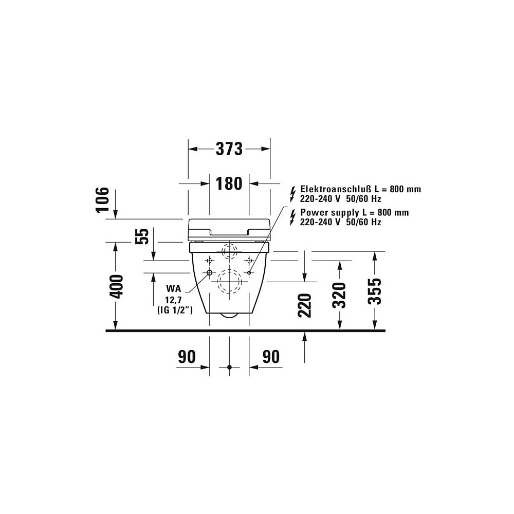 Duravit Starck 3 Wand-WC für Dusch-WC-Sitz 620x365x435mm, Weiß Hochglanz, 4,5l, Wo... DURAVIT-22265900001 4021534822162 (Abb. 6)