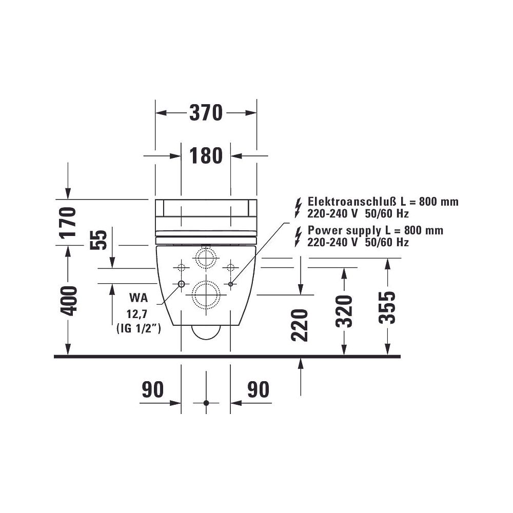 Duravit Happy D.2 Wand-WC 620x365x345mm, Weiß Hochglanz, 4,5l, SensoWash, Tiefspül... DURAVIT-25505900001 4021534930973 (Abb. 7)