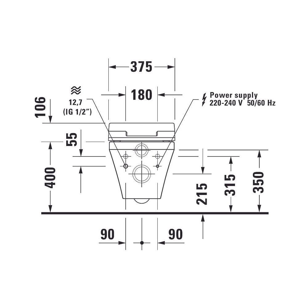 Duravit DuraStyle Wand-WC für Dusch-WC-Sitz 620x376x350mm, Weiß Hochglanz, 4,5l, Ti... DURAVIT-2542590000 4021534924293 (Abb. 9)