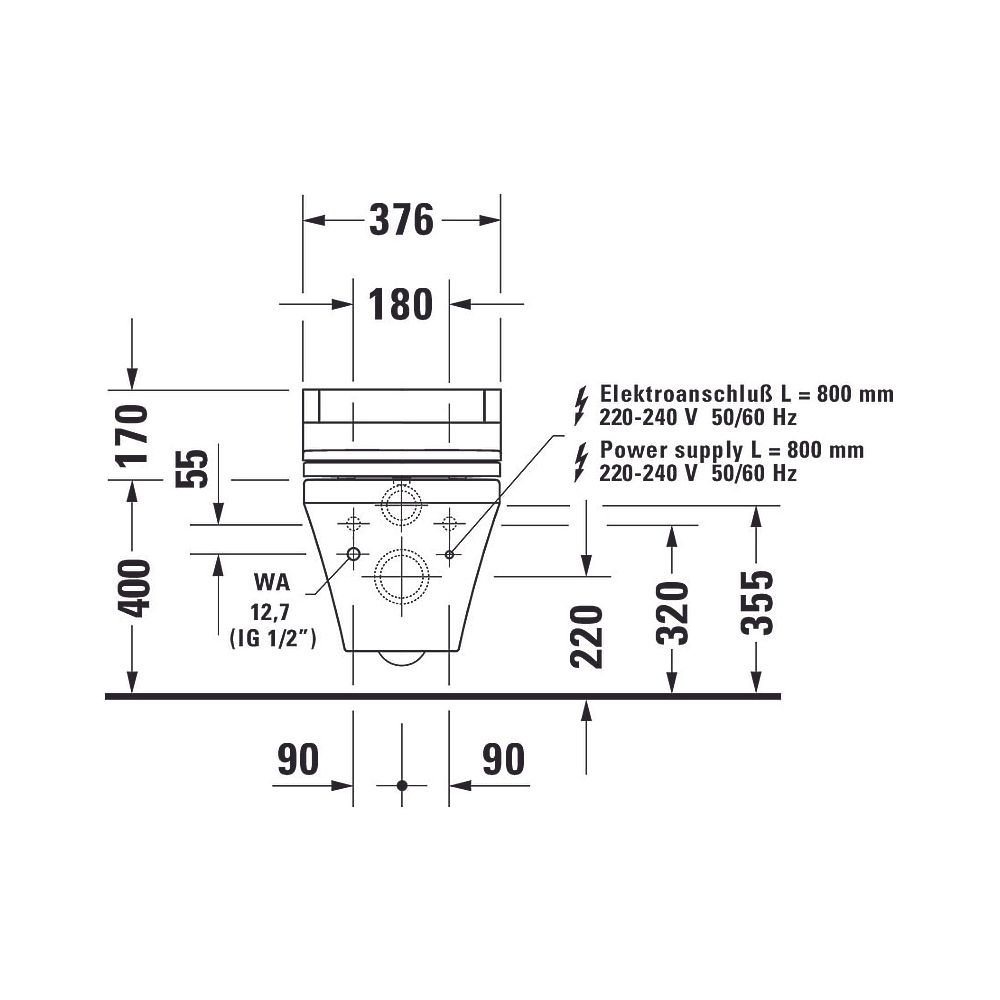 Duravit DuraStyle Wand-WC für Dusch-WC-Sitz 620x376x355mm, Weiß Hochglanz, 4,5l, T... DURAVIT-2537590000 4021534854453 (Abb. 28)