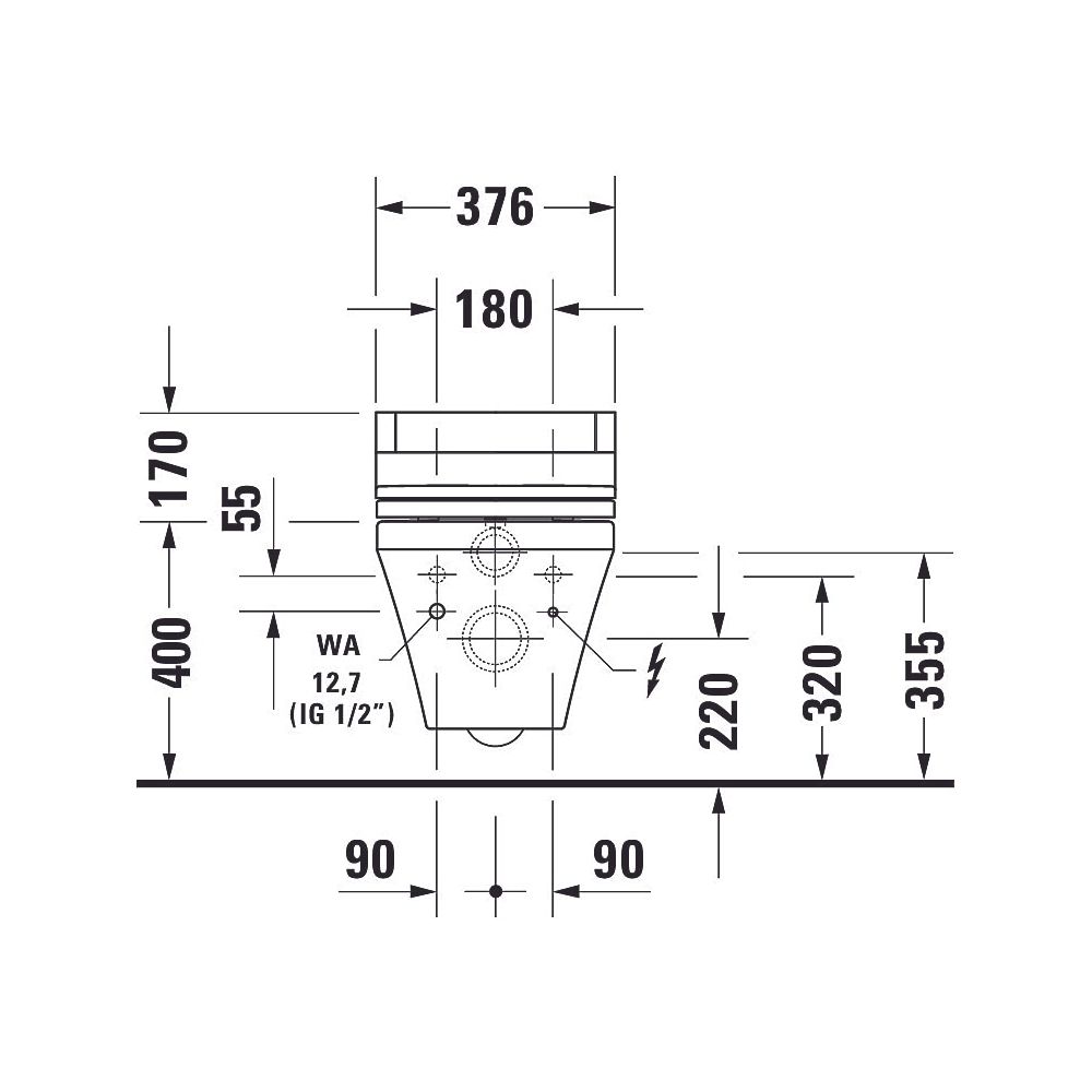 Duravit DuraStyle Wand-WC für Dusch-WC-Sitz 620x376x355mm, Weiß Hochglanz, 4,5l, T... DURAVIT-2537590000 4021534854453 (Abb. 29)