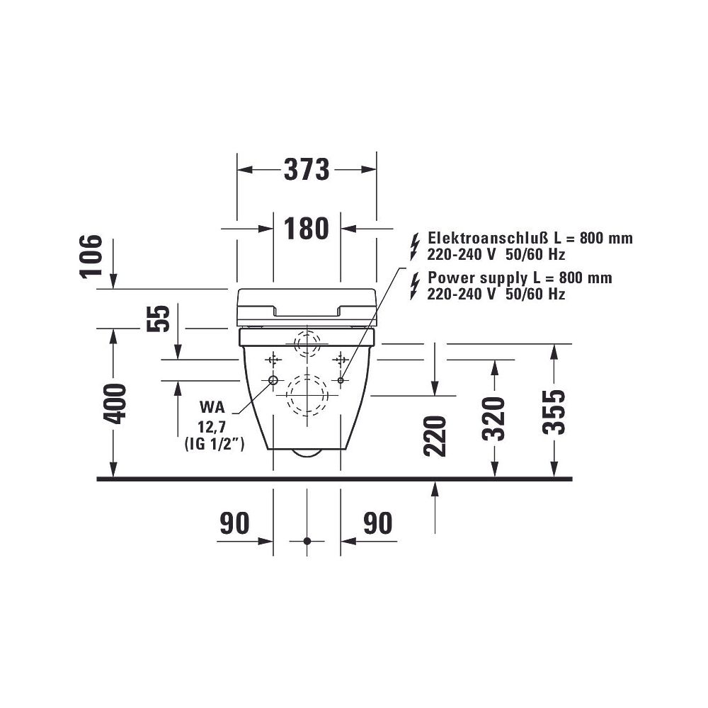 Duravit Starck 3 Wand-WC für Dusch-WC-Sitz 620x365x435mm, Weiß Hochglanz, 4,5l, Wo... DURAVIT-22265900001 4021534822162 (Abb. 9)