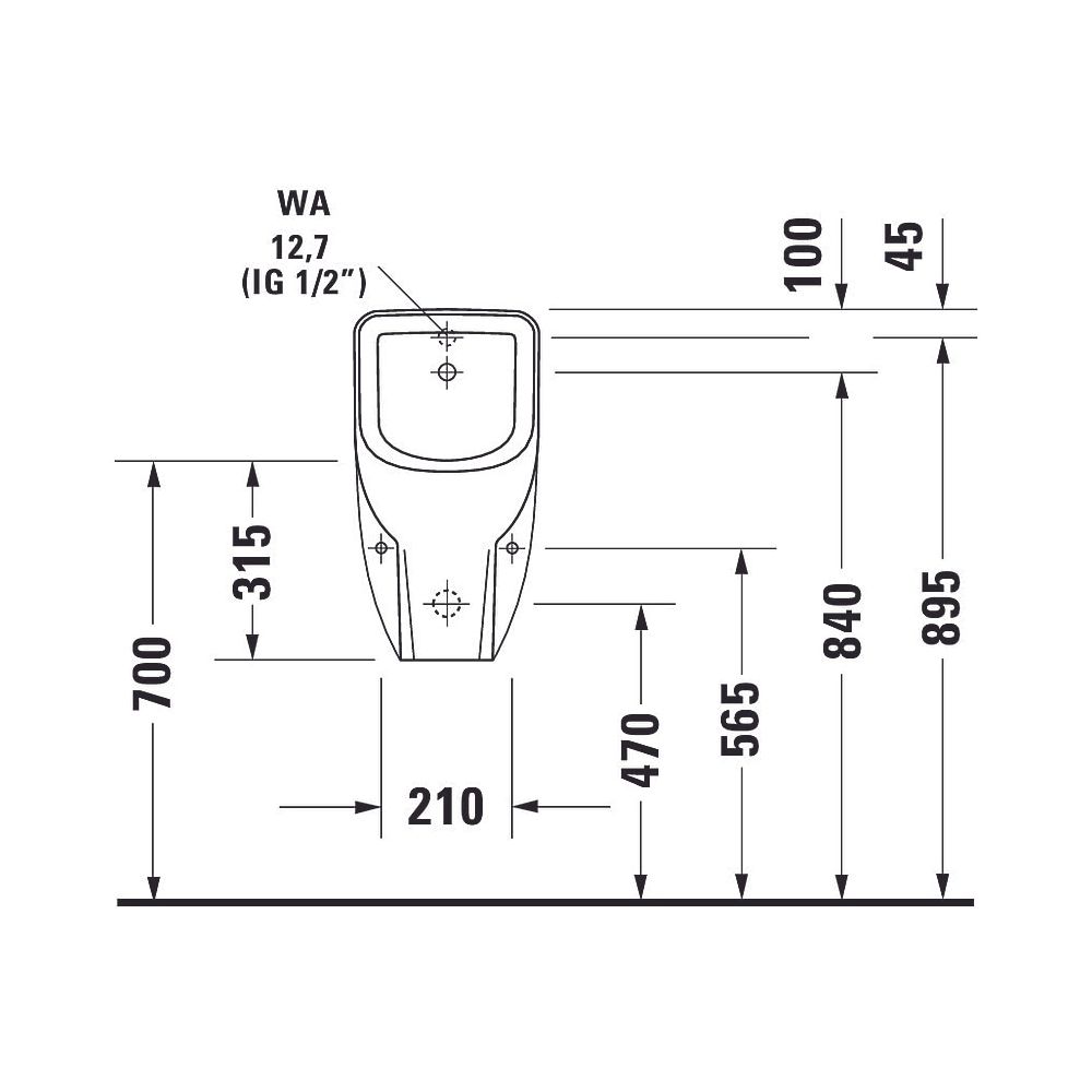 Duravit D-Code Urinal 290x305x565mm Weiß Hochglanz Rimless, Verdrängung, Zulauf hin... DURAVIT-0829300000 4021534392238 (Abb. 8)