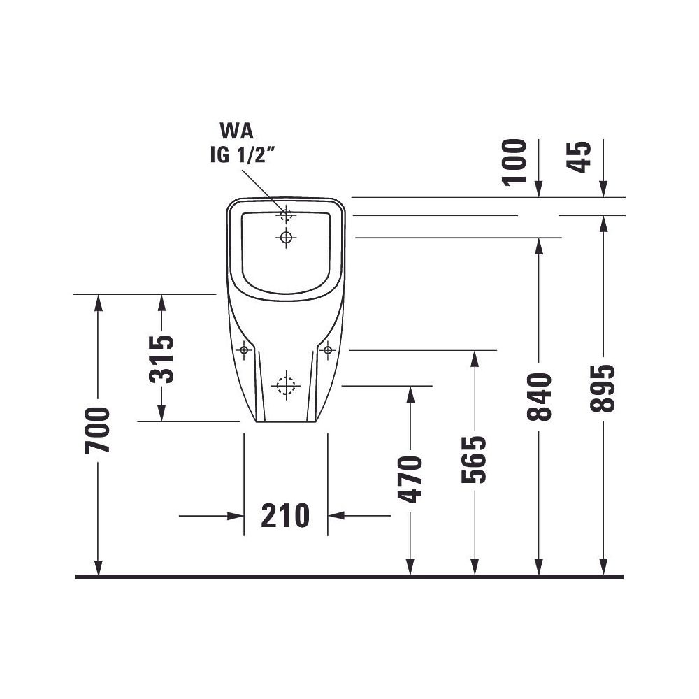 Duravit No.1 Urinal 285x305x565mm Weiß Hochglanz, HYG Verdrängung, mit Spüldüse, Zu... DURAVIT-2819302000 4063382184597 (Abb. 2)