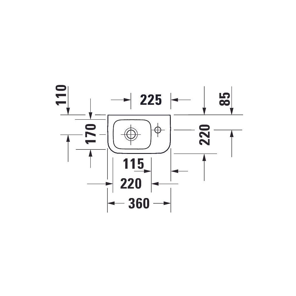 Duravit No.1 Handwaschbecken 220x360x140mm, Weiß Hochglanz, Rechteckig, 1 Waschpla... DURAVIT-07453600412 4063382184610 (Abb. 6)