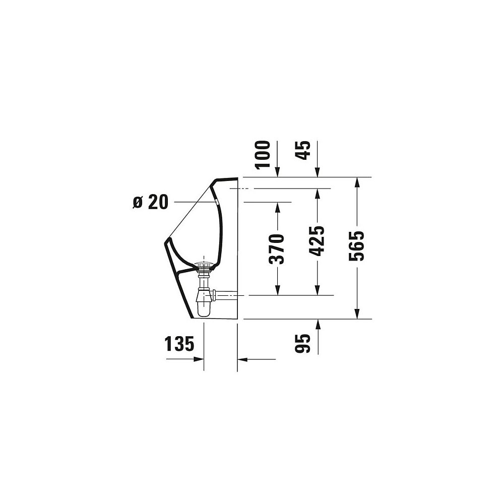 Duravit No.1 Urinal 285x305x565mm Weiß Hochglanz, HYG Verdrängung, mit Spüldüse, Zu... DURAVIT-2819302000 4063382184597 (Abb. 6)