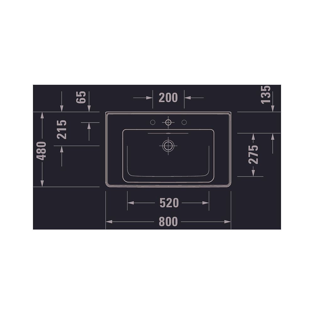 Duravit D-Neo Waschtisch 480x800x165mm, Weiß Hochglanz, Rechteckig, 1 Waschplatz/H... DURAVIT-2367800000 4053424981970 (Abb. 24)