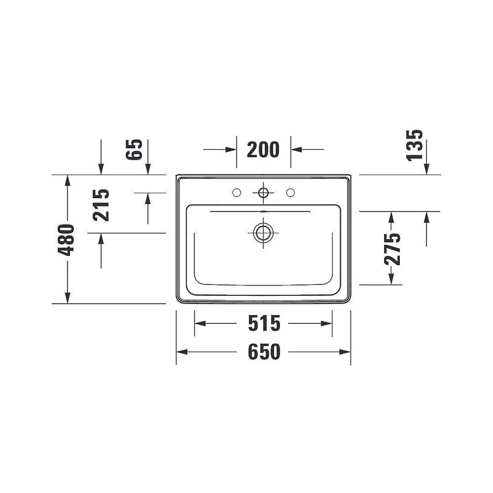 Duravit D-Neo Waschtisch 480x650x160mm, Weiß Hochglanz, Rechteckig, 1 Waschplatz/H... DURAVIT-2367650000 4063382015624 (Abb. 21)