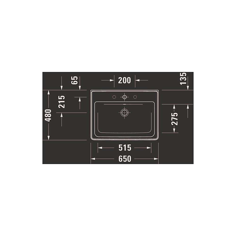 Duravit D-Neo Waschtisch 480x650x160mm, Weiß Hochglanz, Rechteckig, 1 Waschplatz/H... DURAVIT-2367650000 4063382015624 (Abb. 22)