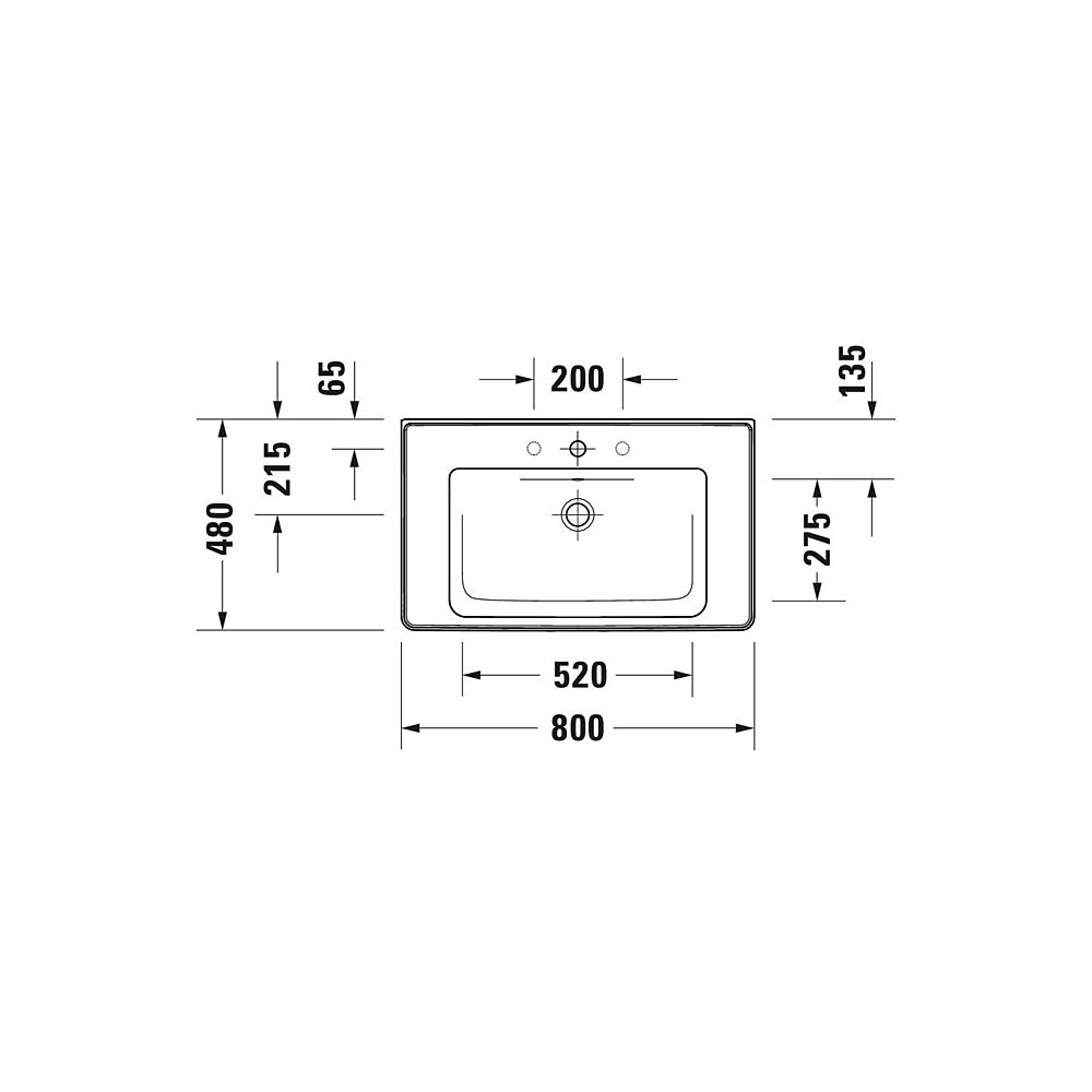 Duravit D-Neo Waschtisch 480x800x165mm, Weiß Hochglanz, Rechteckig, 1 Waschplatz/H... DURAVIT-2367800000 4053424981970 (Abb. 25)
