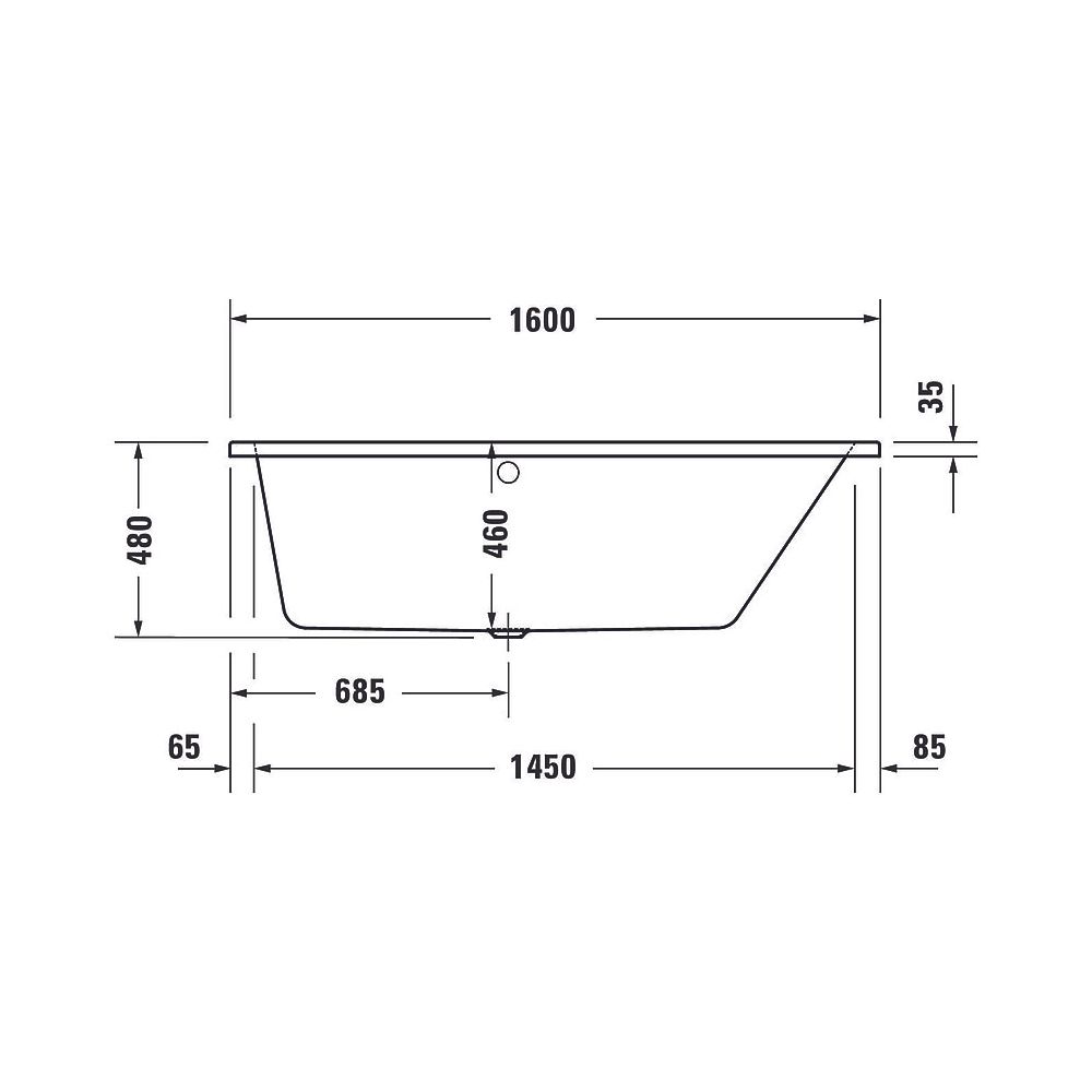 Duravit No.1 Badewanne 480x850x1600mm, 140l, Weiß glänzend, Trapezförmig, Einb... DURAVIT-700507000000000 4063382185518 (Abb. 2)