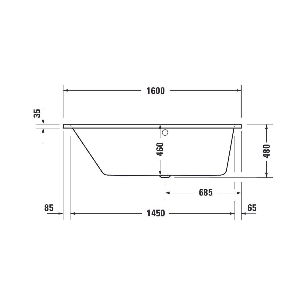 Duravit No.1 Badewanne 480x850x1600mm, 140l, Weiß glänzend, Trapezförmig, Ein... DURAVIT-700506000000000 4063382185501 (Abb. 10)