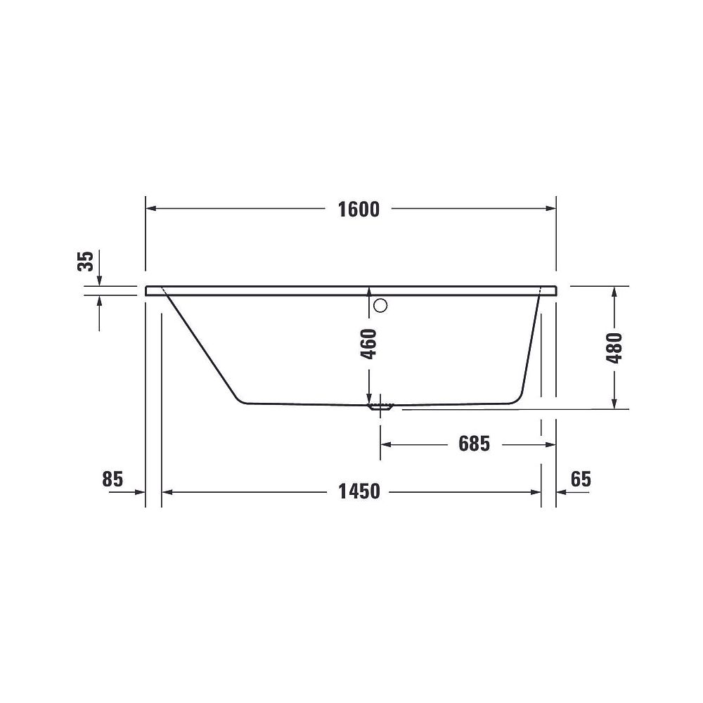 Duravit No.1 Whirlwanne Trapezförmig Einbau Ecke L 850x1600x480mm Jet Project ... DURAVIT-760506000JP1000 4063382185709 (Abb. 2)