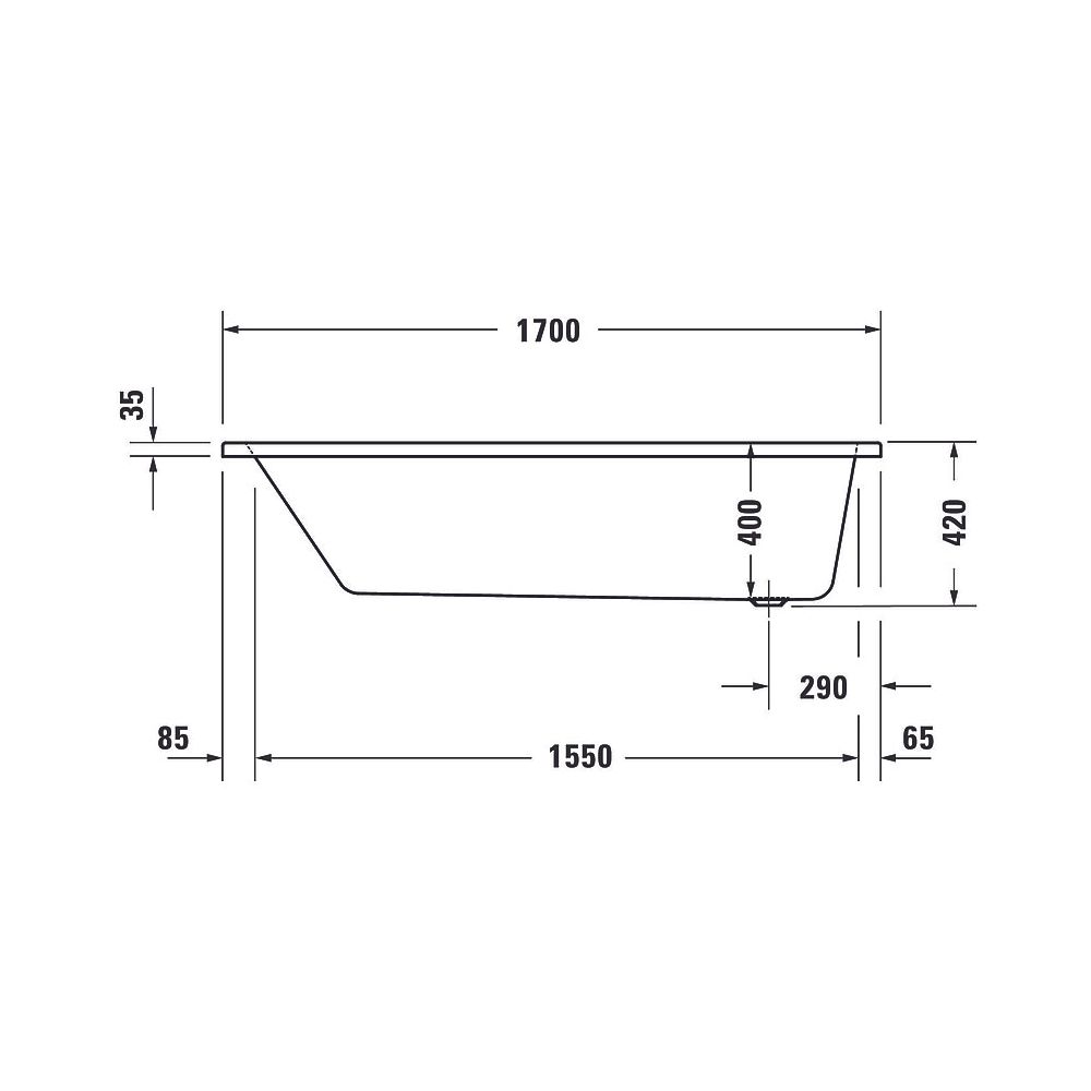 Duravit No.1 Whirlwanne Rechteckig, Einbau, 700x1700x420mm Jet Project, 1 Rück... DURAVIT-760489000JP1000 4063382185624 (Abb. 2)
